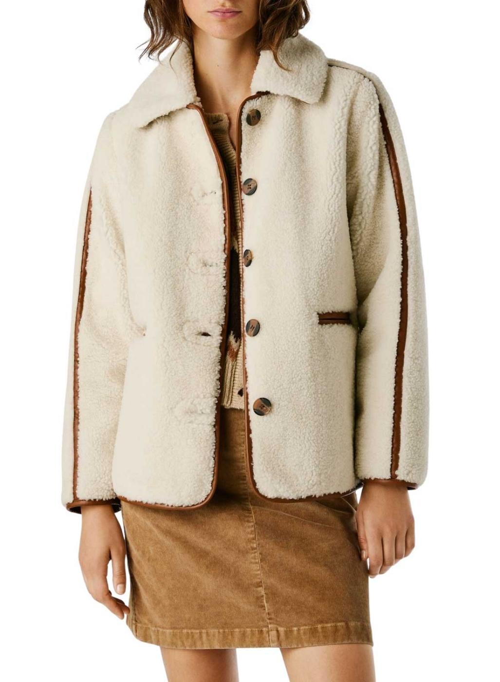 Chaqueta Pepe Jeans de borreguillo Truth beige para mujer