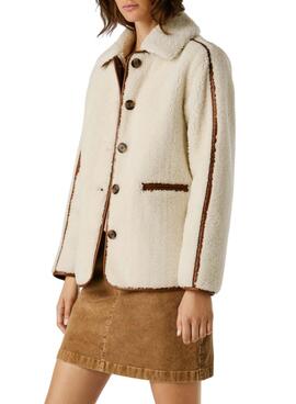 Chaqueta Pepe Jeans de borreguillo Truth beige para mujer
