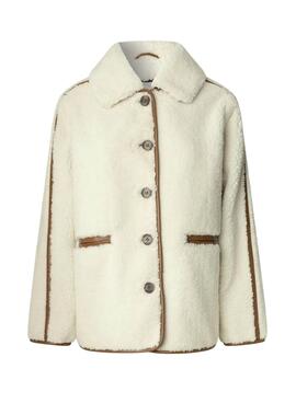 Chaqueta Pepe Jeans de borreguillo Truth beige para mujer