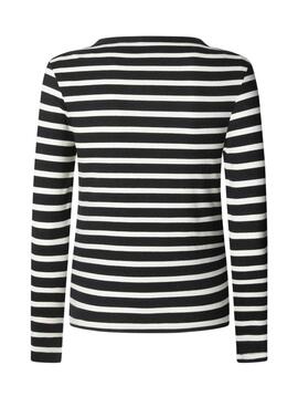 Camiseta Pepe Jeans Bani canalé rayas negro para mujer