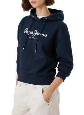 Sudadera Pepe Jeans Baddy con capucha marino para mujer