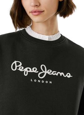 Sudadera Pepe Jeans Baddy cuello redondo negro para mujer
