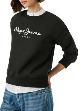 Sudadera Pepe Jeans Baddy cuello redondo negro para mujer