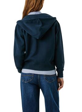 Sudadera Pepe Jeans Babi con capucha y cremallera marino para mujer