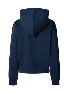 Sudadera Pepe Jeans Babi con capucha y cremallera marino para mujer