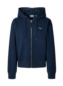 Sudadera Pepe Jeans Babi con capucha y cremallera marino para mujer