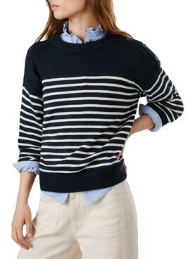 Jersey Pepe Jeans Carlina estampado de rayas marino para mujer