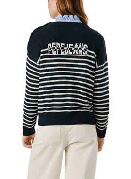 Jersey Pepe Jeans Carlina estampado de rayas marino para mujer