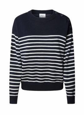 Jersey Pepe Jeans Carlina estampado de rayas marino para mujer