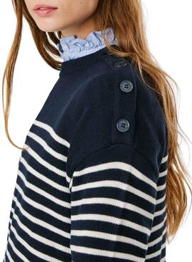 Jersey Pepe Jeans Carlina estampado de rayas marino para mujer