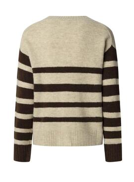 Jersey Pepe Jeans Cecil cuello pico con estampado de rayas para mujer