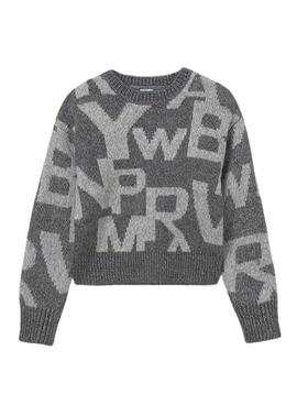 Jersey Mayoral jacquard gris para niña