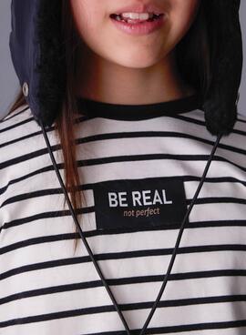 Camiseta Mayoral oversize rayas negro para niña
