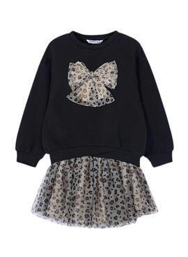 Conjunto falda Mayoral tul y sudadera negro niña