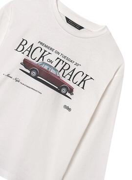 Camiseta Mayoral print blanco coche para niño 