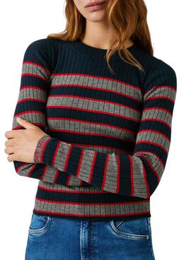 Jersey Pepe Jeans Clarisse canalé estampado de rayas para mujer