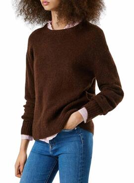 Jersey Pepe Jeans Cecil cuello redondo marrón para mujer