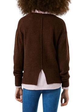 Jersey Pepe Jeans Cecil cuello redondo marrón para mujer