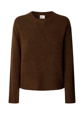 Jersey Pepe Jeans Cecil cuello redondo marrón para mujer