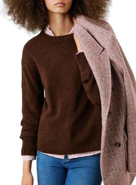 Jersey Pepe Jeans Cecil cuello redondo marrón para mujer