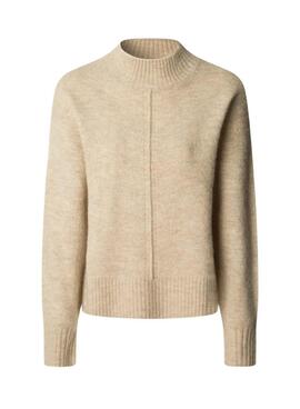 Jersey Pepe Jeans Cecil cuello Perkins beige para mujer