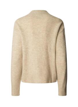 Jersey Pepe Jeans Cecil cuello Perkins beige para mujer