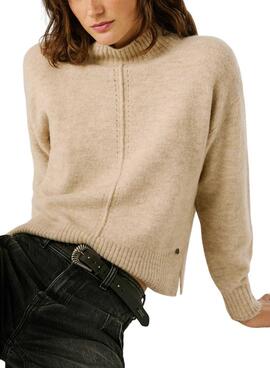 Jersey Pepe Jeans Cecil cuello Perkins beige para mujer