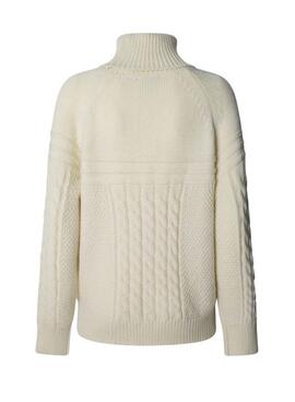 Jersey Pepe Jeans Caresse trenzado beige para mujer