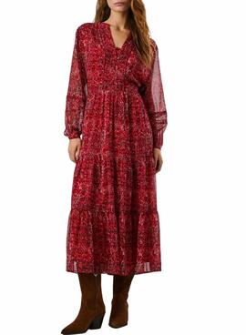 Vestido Pepe Jeans Miley largo estampado paisley rojo para mujer