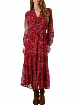 Vestido Pepe Jeans Miley largo estampado paisley rojo para mujer