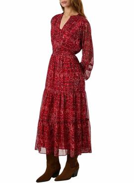 Vestido Pepe Jeans Miley largo estampado paisley rojo para mujer