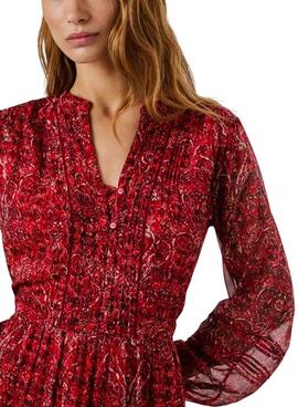 Vestido Pepe Jeans Miley largo estampado paisley rojo para mujer