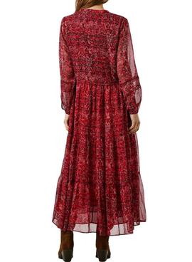 Vestido Pepe Jeans Miley largo estampado paisley rojo para mujer