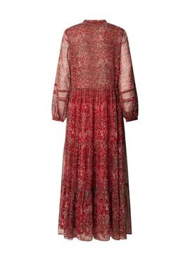Vestido Pepe Jeans Miley largo estampado paisley rojo para mujer