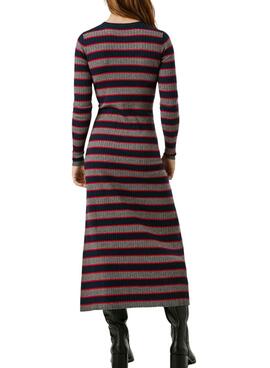 Vestido Pepe Jeans Clarisse largo canalé estampado de rayas para mujer