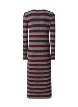 Vestido Pepe Jeans Clarisse largo canalé estampado de rayas para mujer