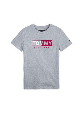 Camiseta Tommy Hilfiger Embroidery Logo Gris