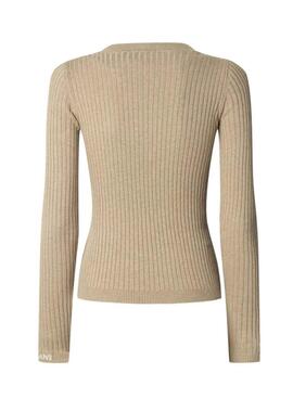 Jersey Pepe Jeans Carla canalé beige para mujer