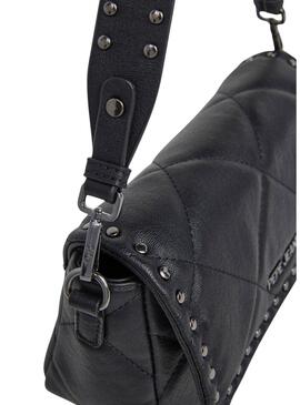 Bolso Pepe Jeans Gemma acolchado negro con tachuelas para mujer