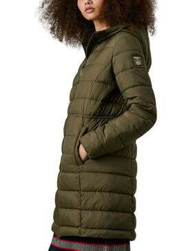 Plumífero Pepe Jeans Sally largo verde para mujer