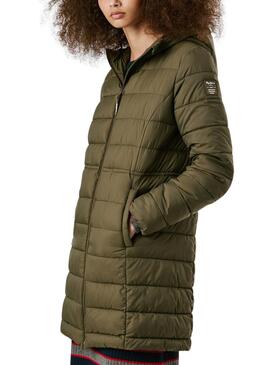 Plumífero Pepe Jeans Sally largo verde para mujer