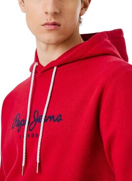 Sudadera Pepe Jeans Macbeth capucha con logo rojo para hombre