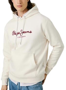 Sudadera Pepe Jeans Macbeth capucha con logo beige para hombre