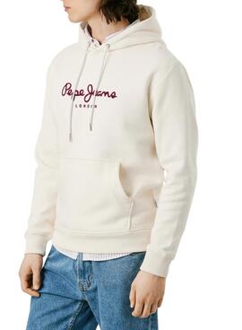 Sudadera Pepe Jeans Macbeth capucha con logo beige para hombre