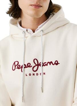 Sudadera Pepe Jeans Macbeth capucha con logo beige para hombre