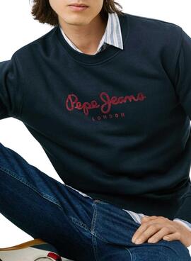 Sudadera Pepe Jeans Macbeth logo cuello redondo marino para hombre