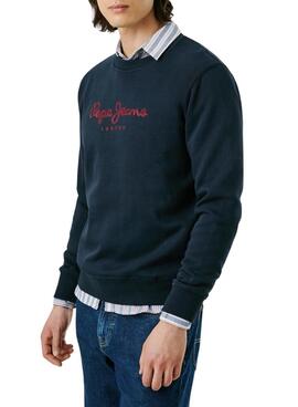Sudadera Pepe Jeans Macbeth logo cuello redondo marino para hombre
