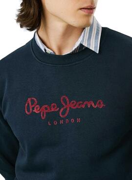 Sudadera Pepe Jeans Macbeth logo cuello redondo marino para hombre