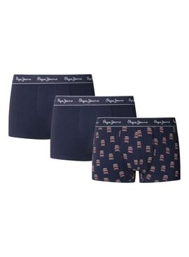 Pack 3 calzoncillos Pepe Jeans Double Decker marino para hombre