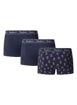 Pack 3 calzoncillos Pepe Jeans Double Decker marino para hombre